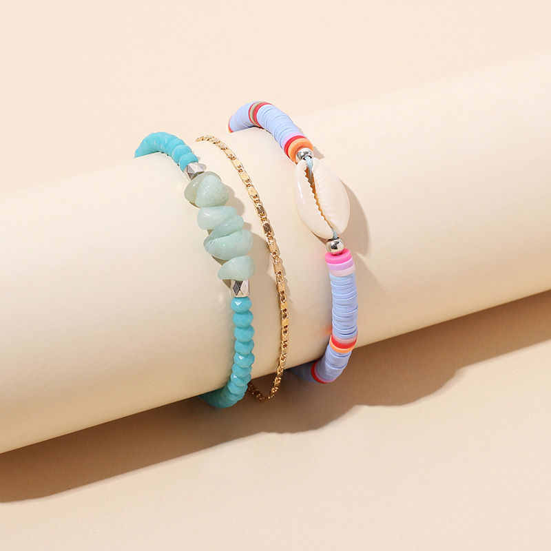 Three Pcs Seashell and Stones Bracelet A007